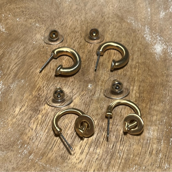 Gold Tone Half Hoop Earrings - Picture 11 of 11